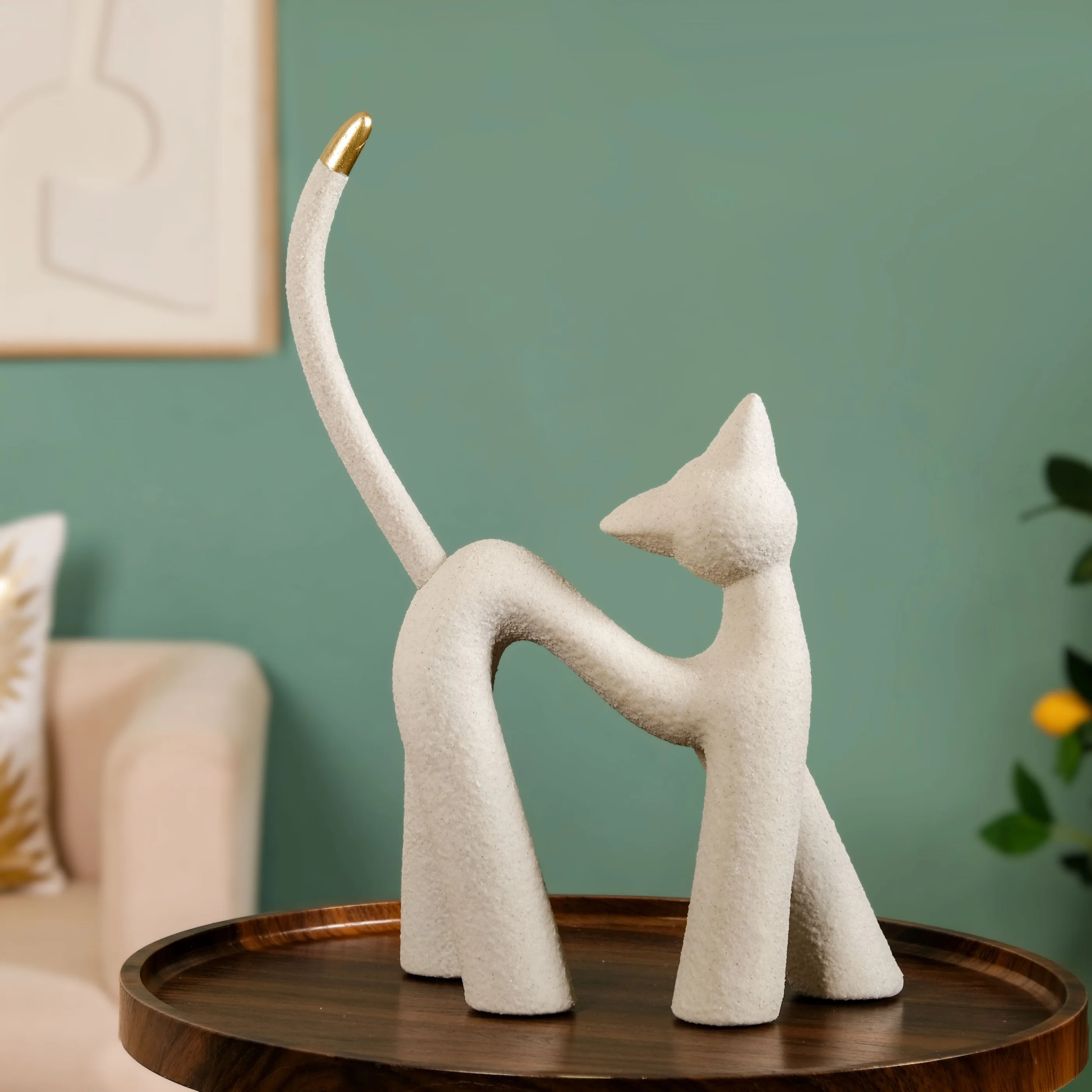 White Table Top Cat Statue - Image 8