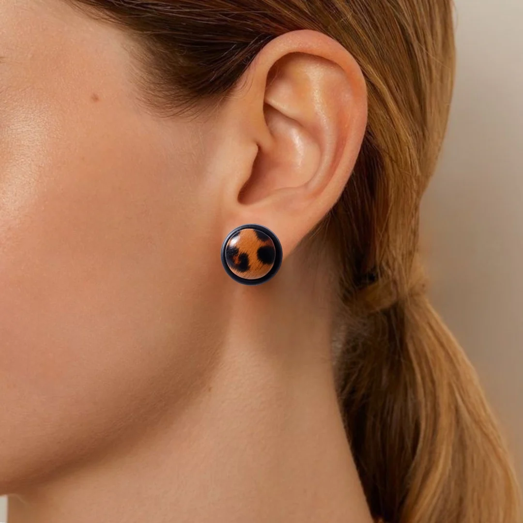 Wild Whimsy Animal Print Brown Studs - Image 5