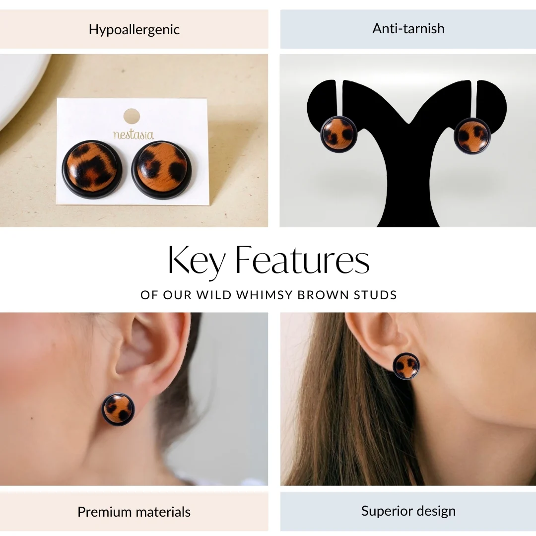 Wild Whimsy Brown Studs - Image 4
