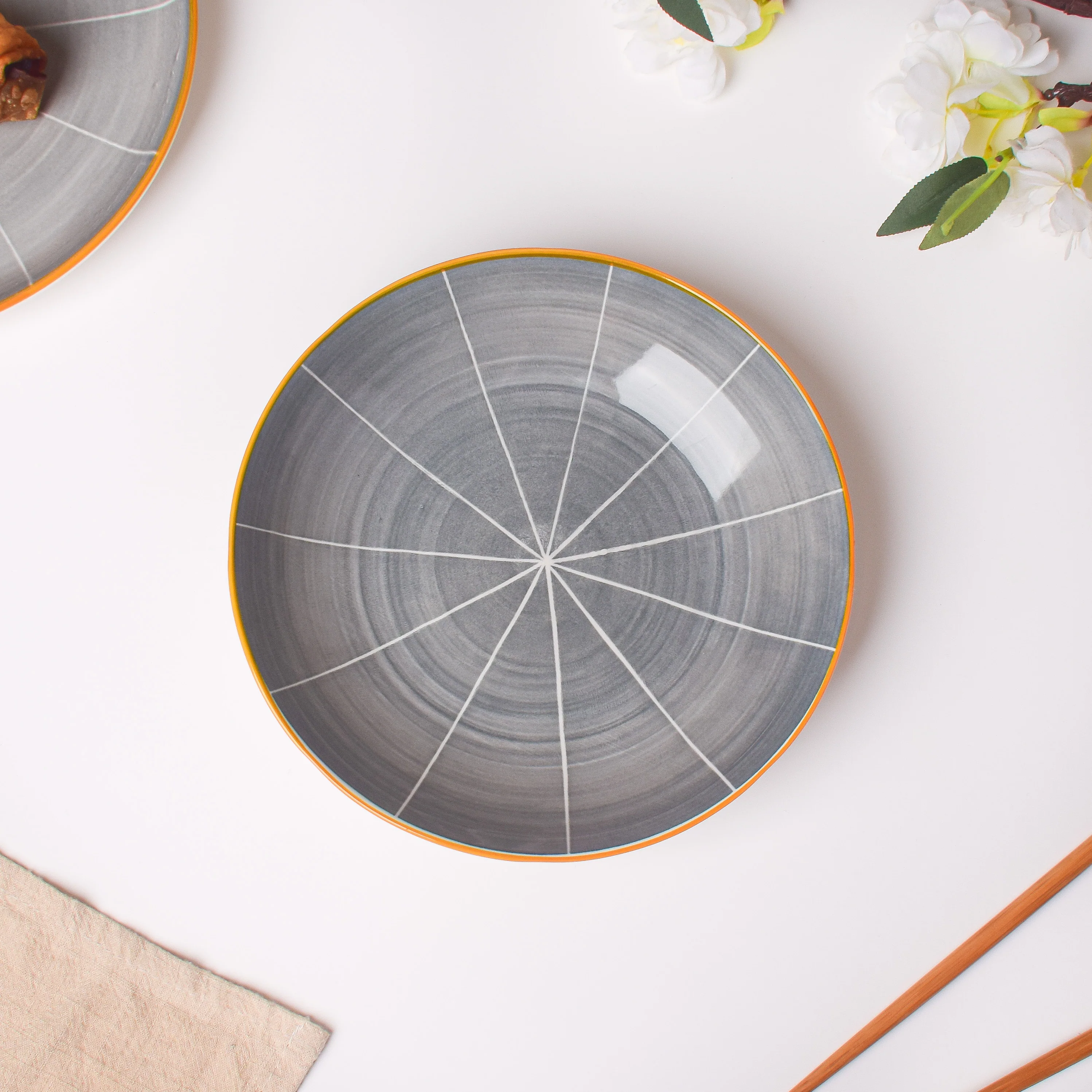 Willow Dark Grey 22 Piece Pasta Set For 6 - Image 11
