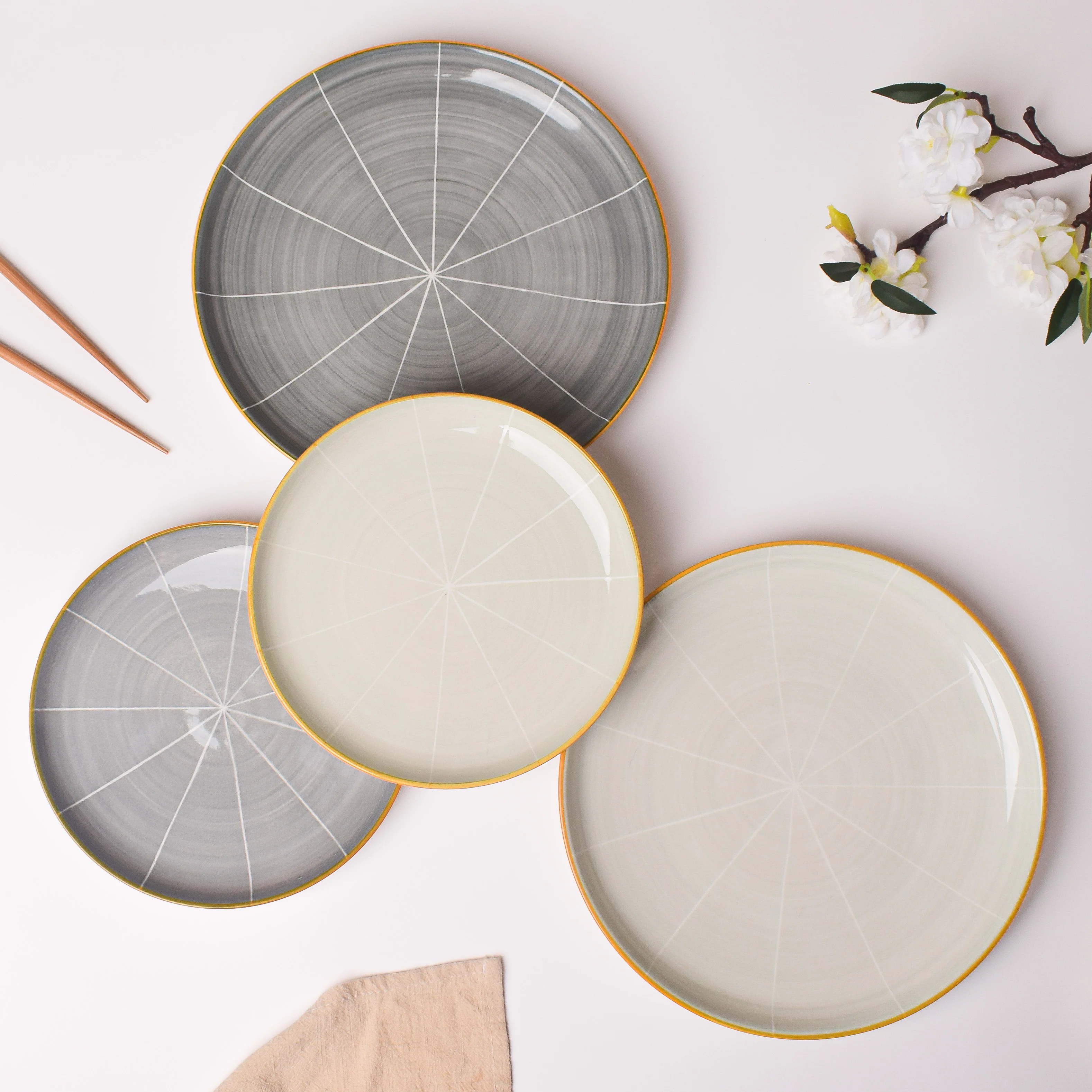 Willow Light Grey Ceramic Dinner Plate 10 inch - Image 6