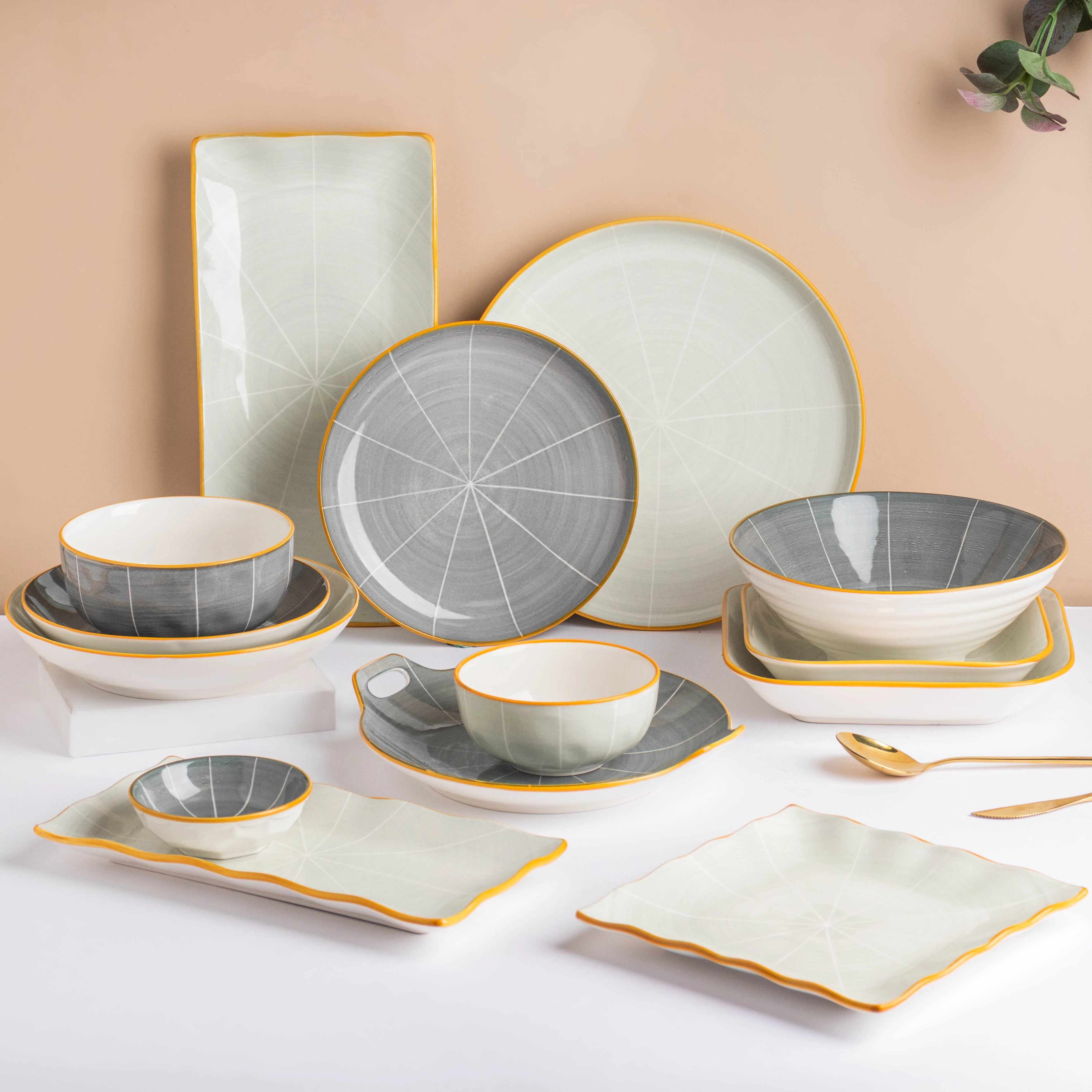 Willow Light Grey Ceramic Dinner Plate 10 inch - Image 8