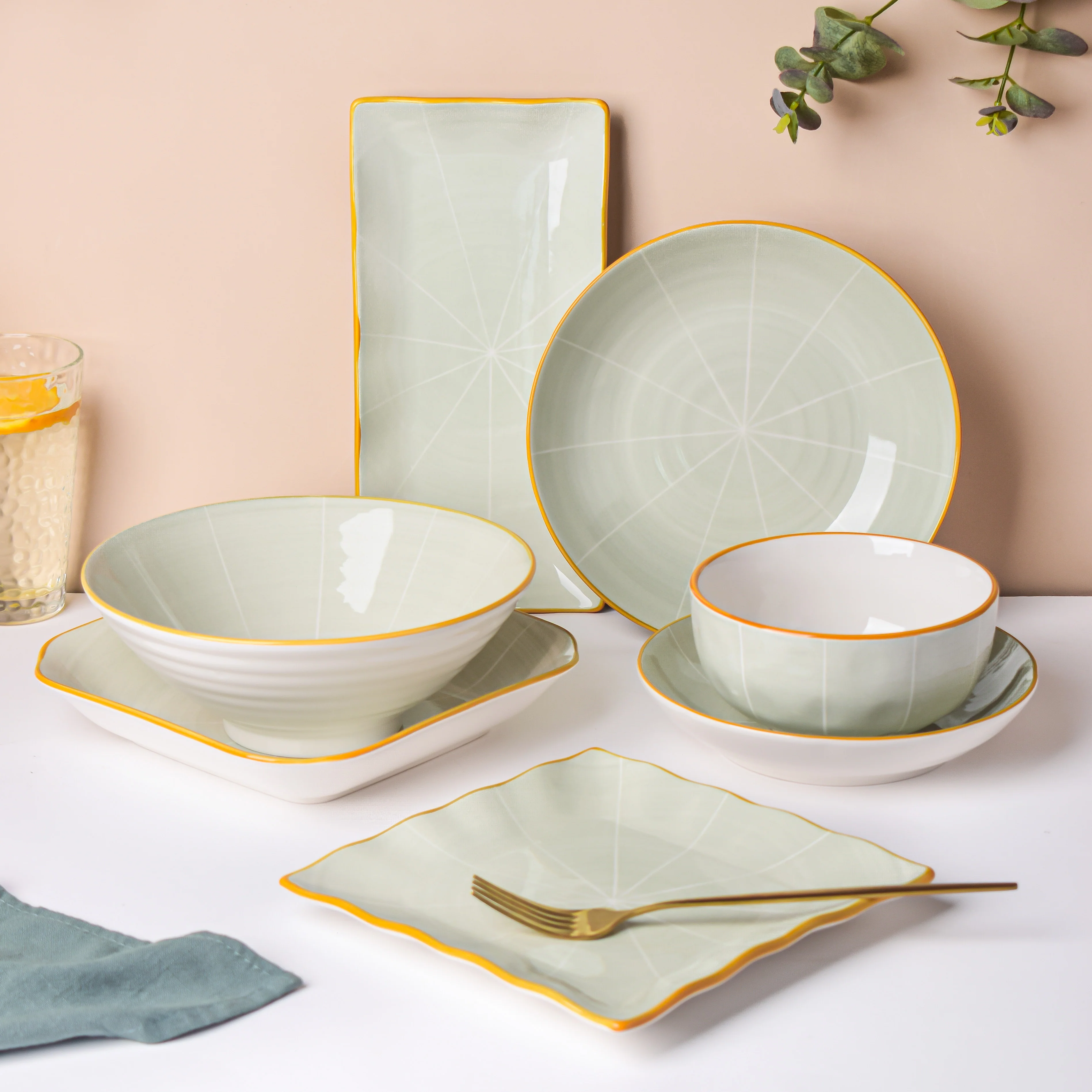 Willow Light Grey 22 Piece Pasta Set For 6 - Image 2