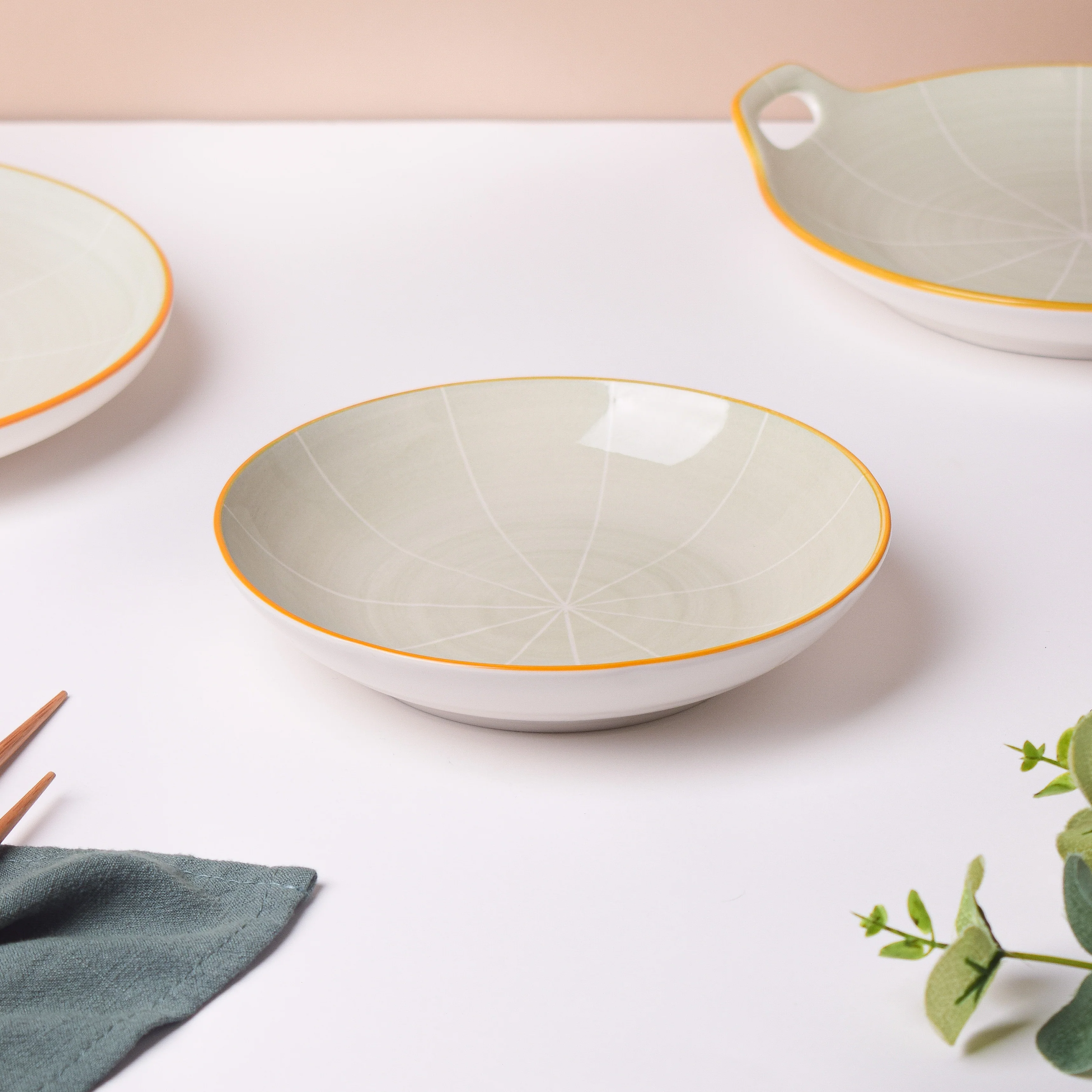 Willow Light Grey 22 Piece Pasta Set For 6 - Image 8