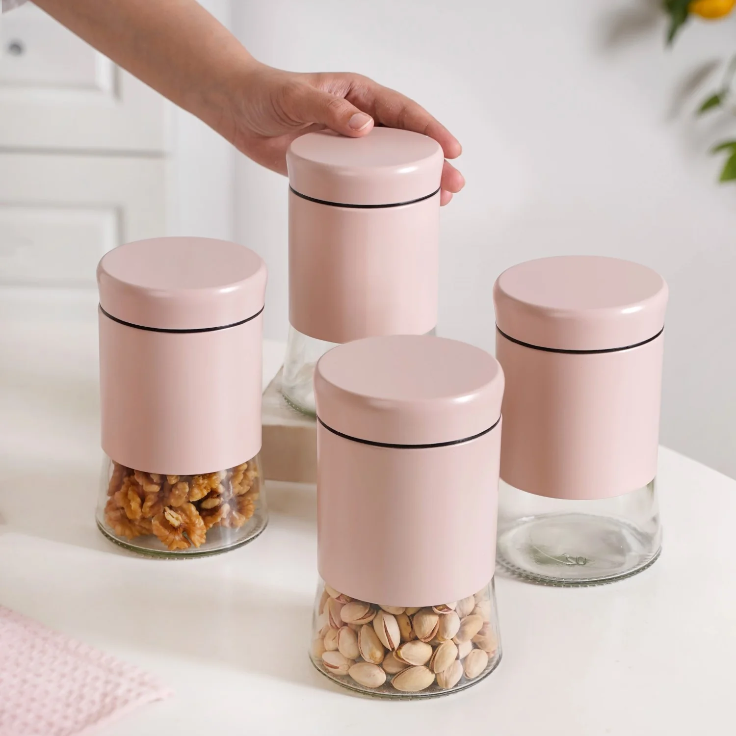 Winnie Set Of 4 Metal And Glass Container Jars 800ml - Image 2