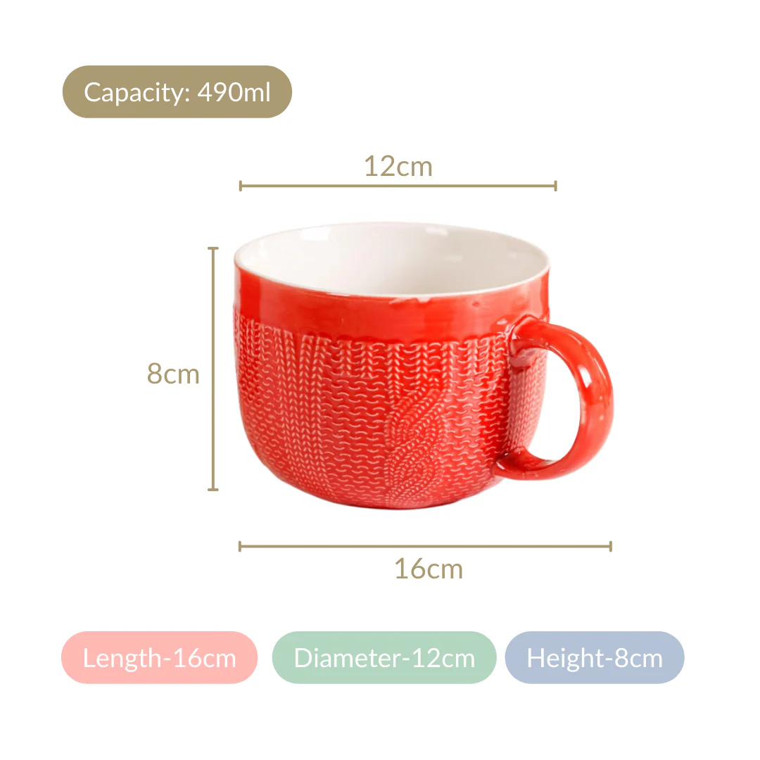 Winter Red Cappuccino Cup Set of 4 Large 490ml - Image 5