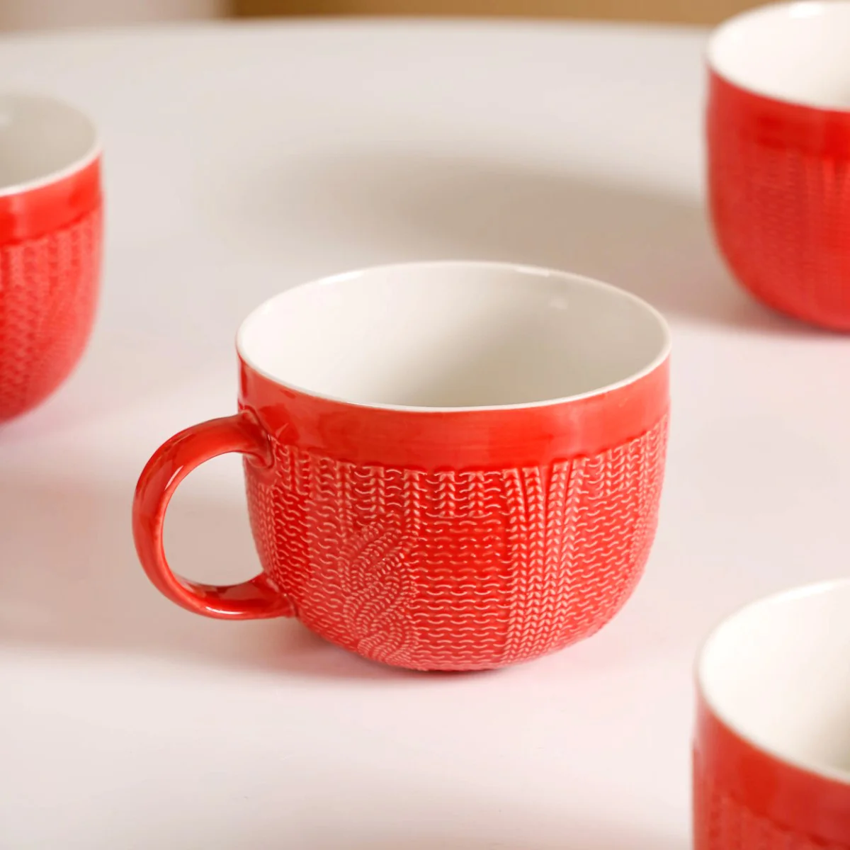 Winter Red Cappuccino Cup Set of 4 Large 490ml - Image 7