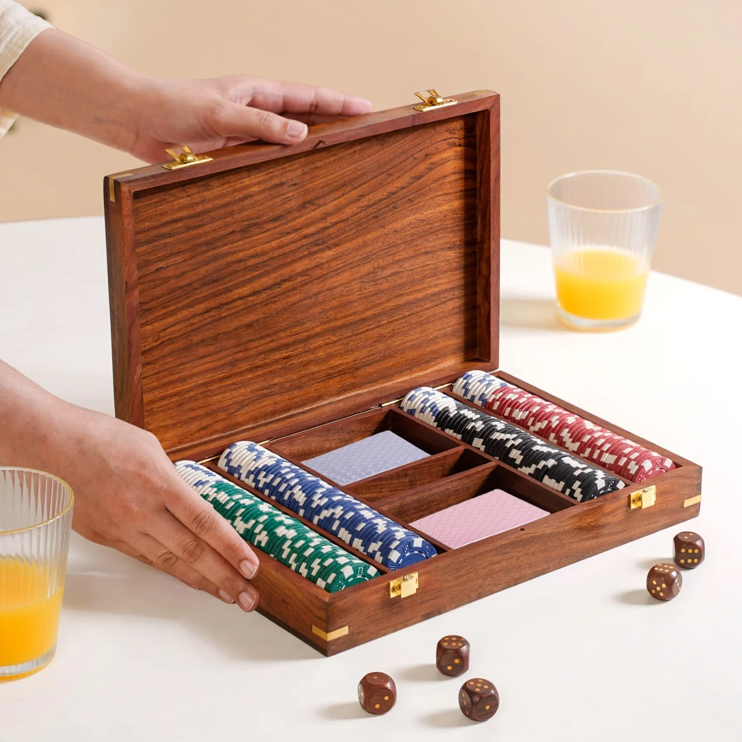 Wooden Box Poker Game Night Essentials Set - Image 3