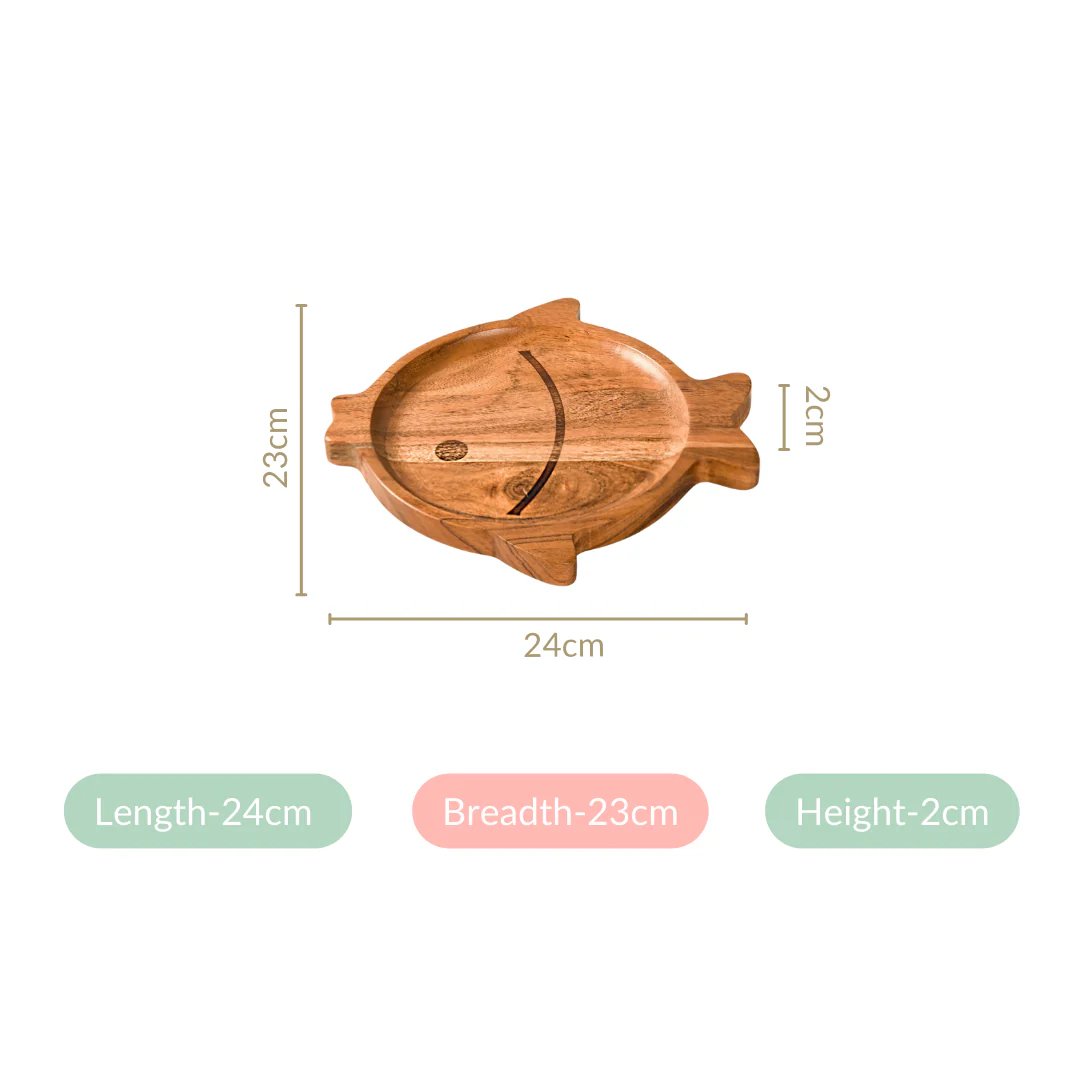 Wooden Fish Serving Platter 9 Inch - Image 3