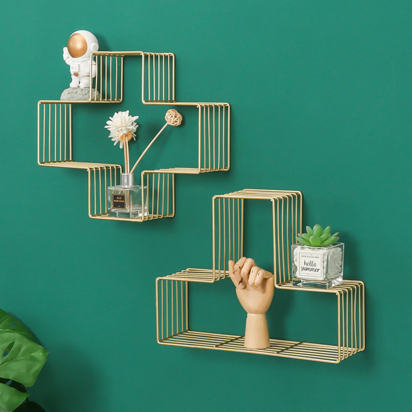 Modern Metal Hanging Shelf - Gold - Image 2