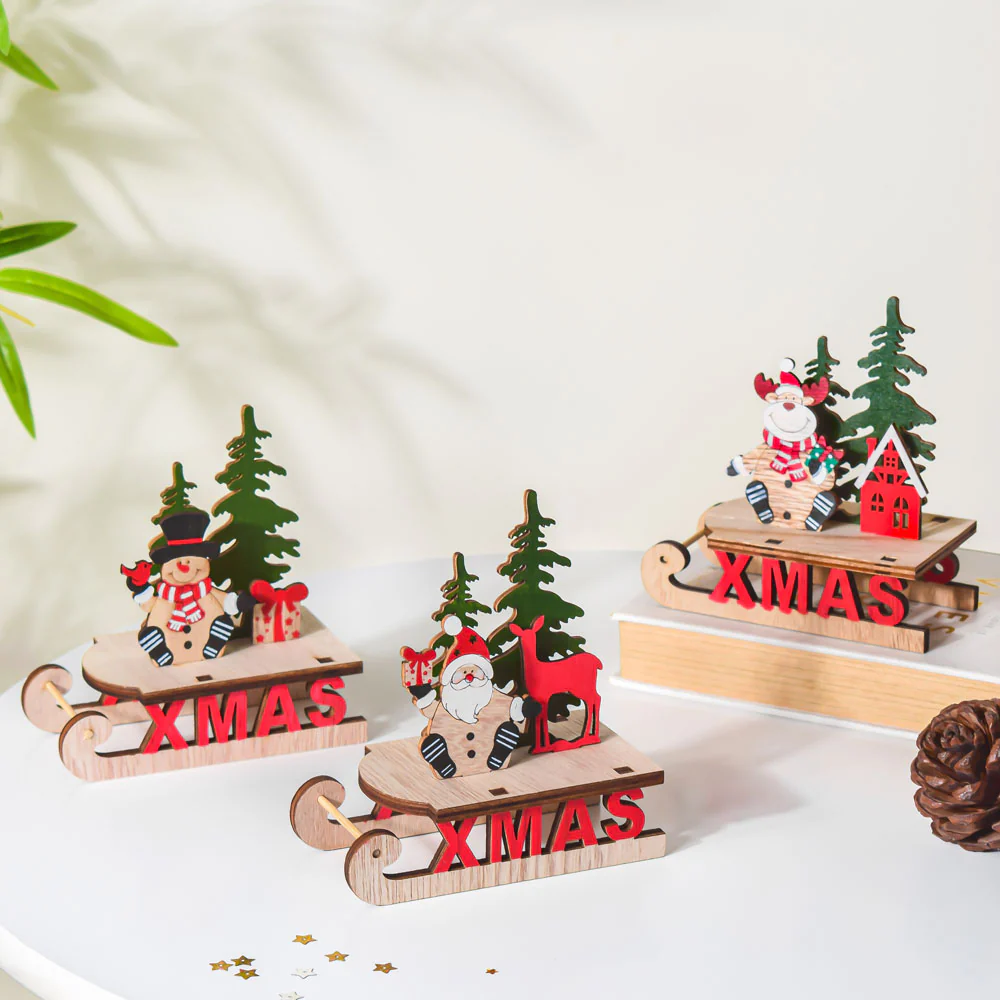 Xmas DIY Wooden Reindeer Sleigh Decor - Image 9