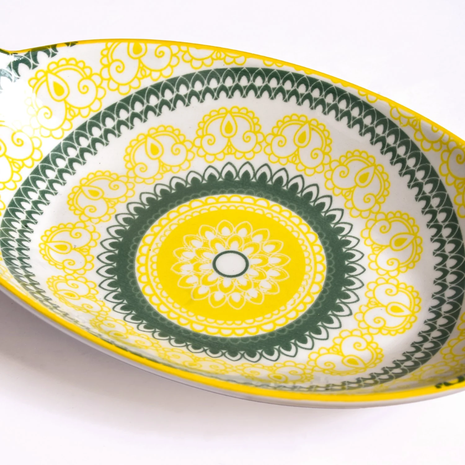 Yellow And Green Mandala Ceramic Platter Set Of 2 - Image 9