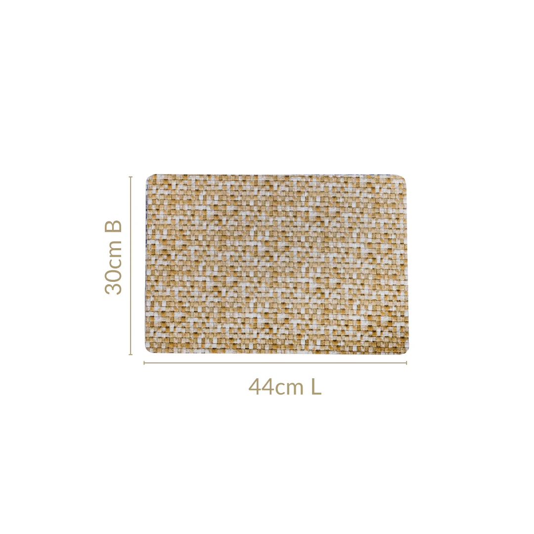 Yellow And White Intrecciato Weave Rectangular Table Mat Set Of 6 - Image 4