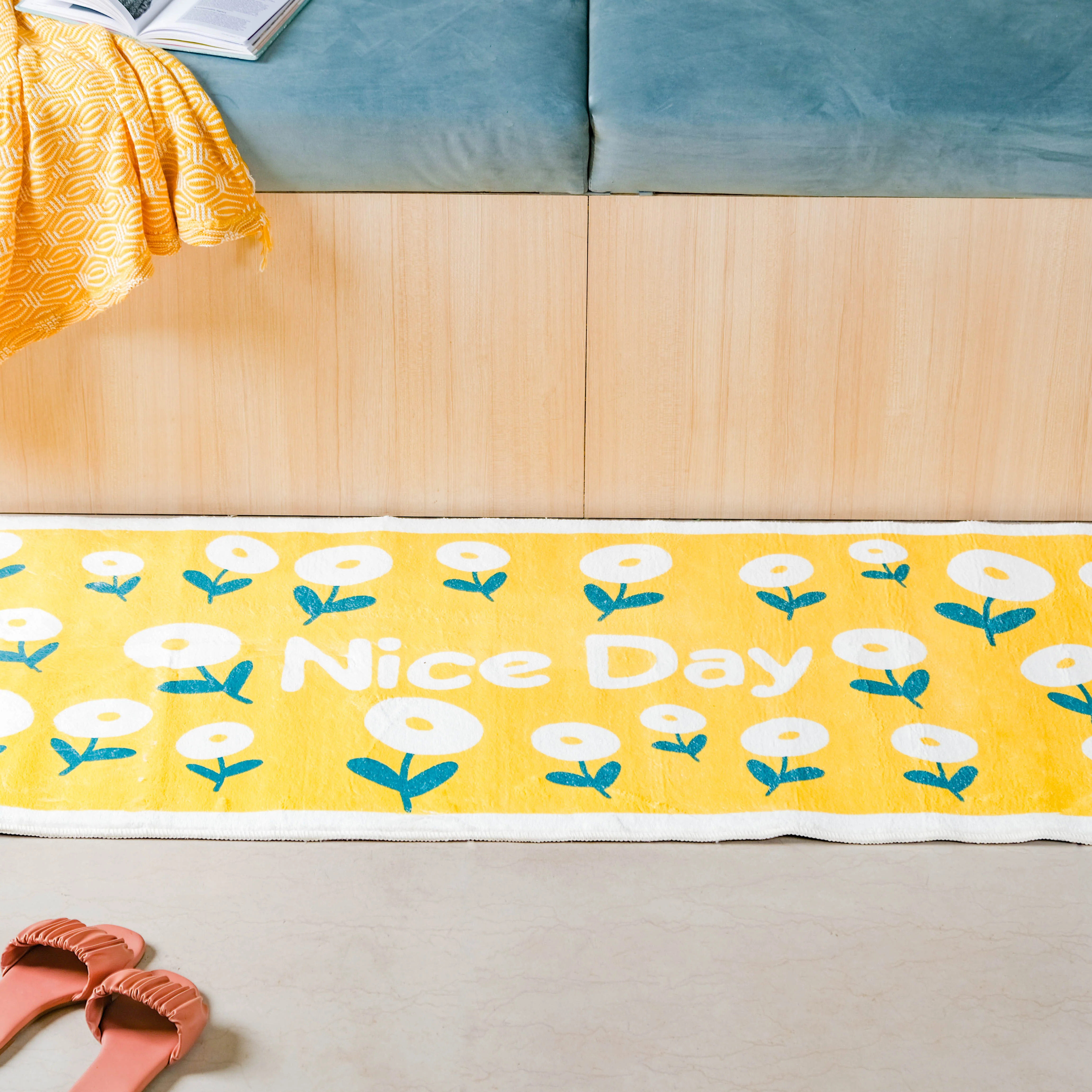 Yellow Bedside Runner Rug Small - Image 4