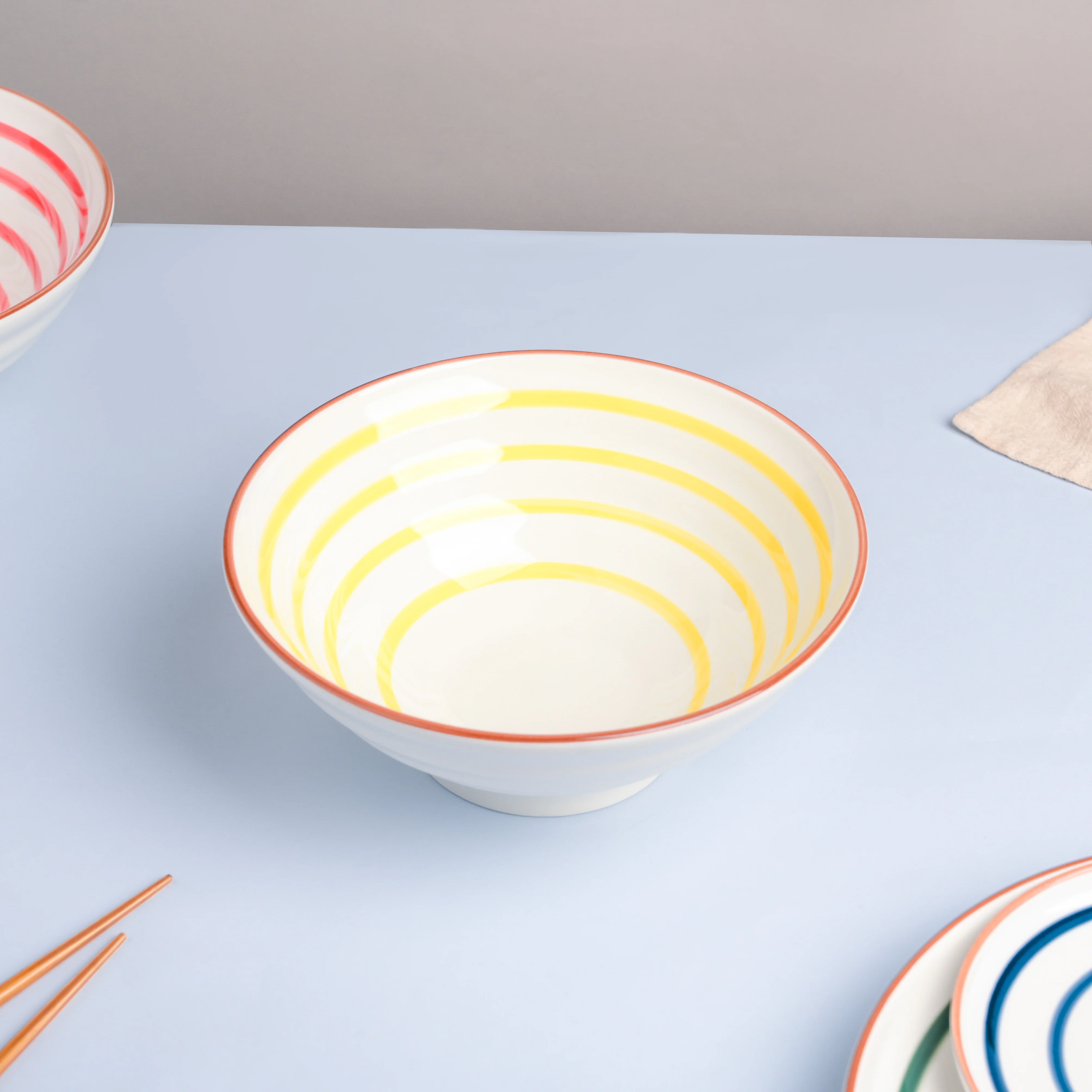 Yellow Illusion Ceramic Serving Bowl - Image 4