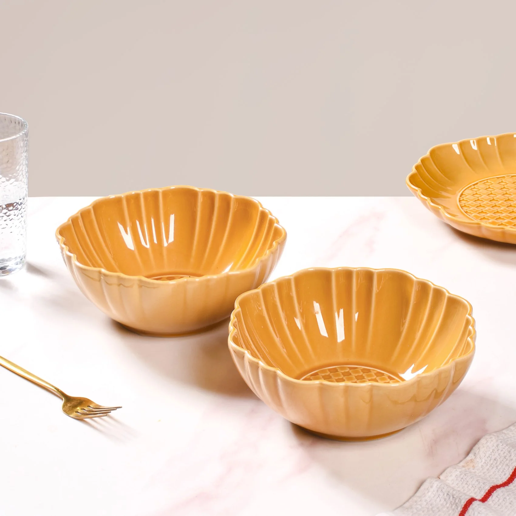 Yellow Ochre Serving Bowl Set Of 2 1200ml
