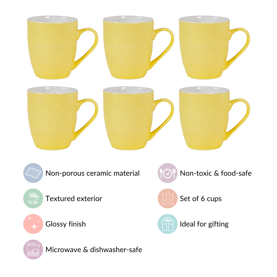 Yellow Swirl Cup for Tea Set of 6 230ml - Image 4