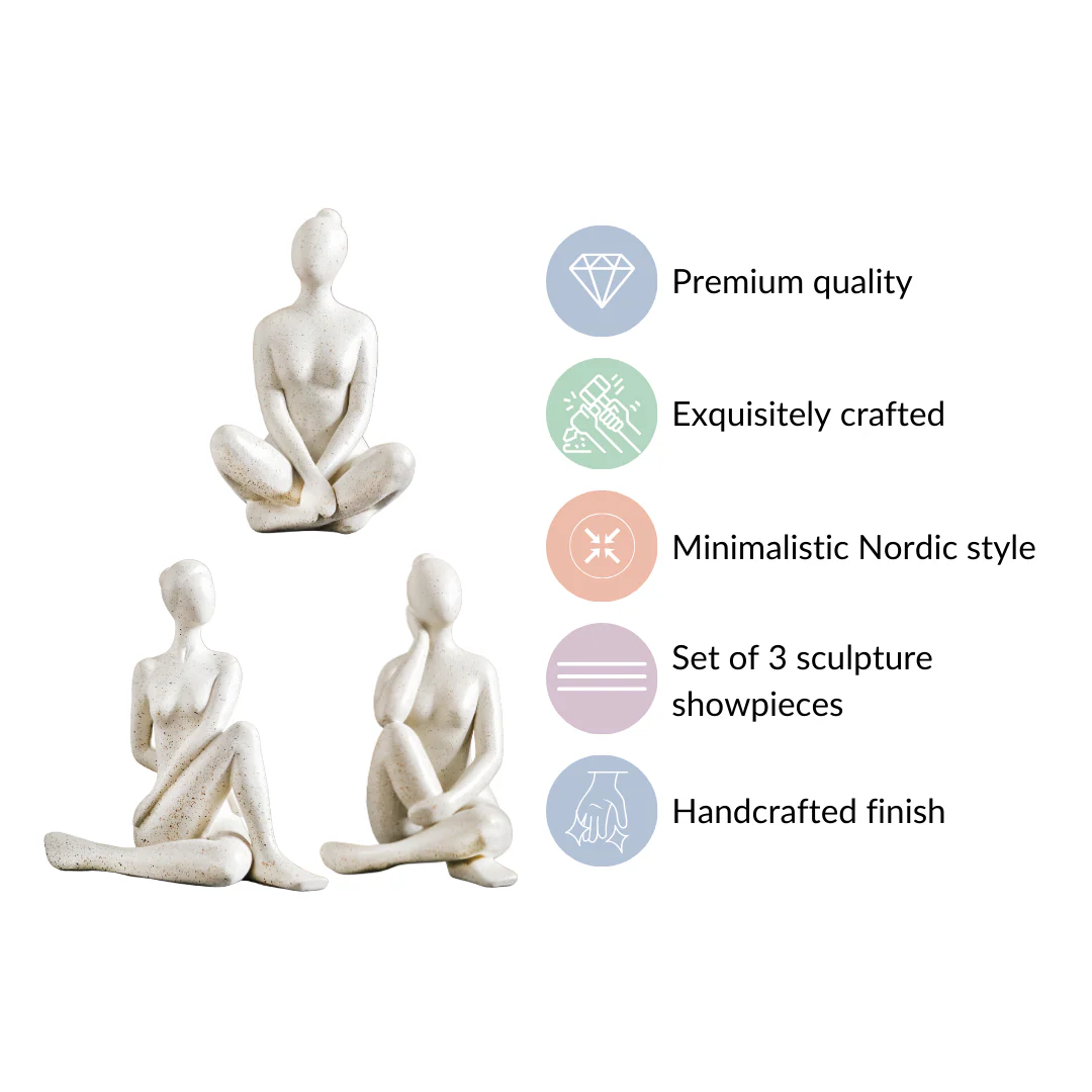Yoga Woman Statues Set Of 3 - Image 5