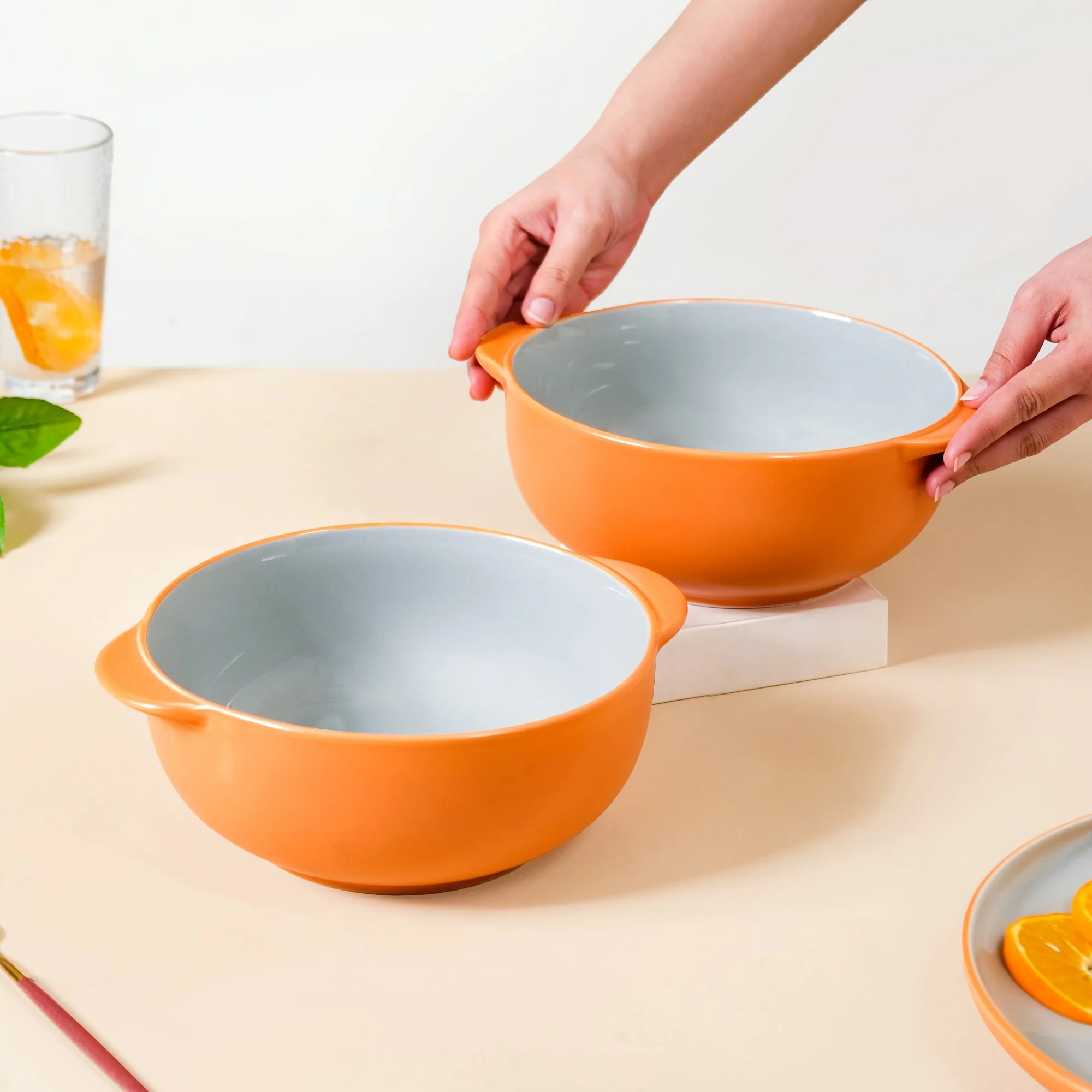 Zoella Ceramic Serving Bowls Set Of 2 Orange 1900ml - Image 2