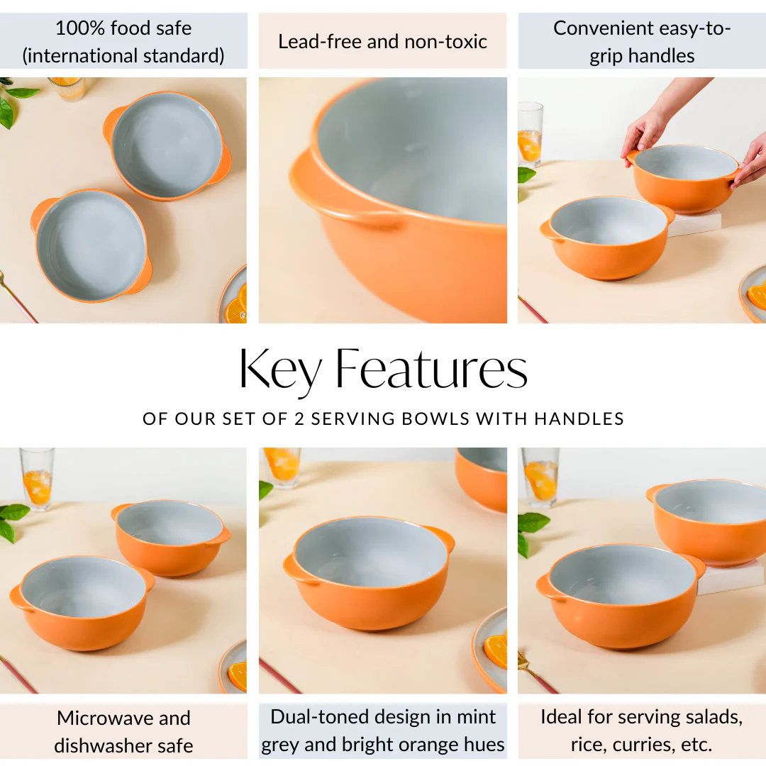 Zoella Ceramic Serving Bowls Set Of 2 Orange 1900ml - Image 4
